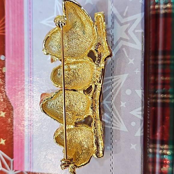 CAJC Signed 80s 4 Birds Singing Christmas Brooch‎ Pin Vintage - Picture 5 of 6